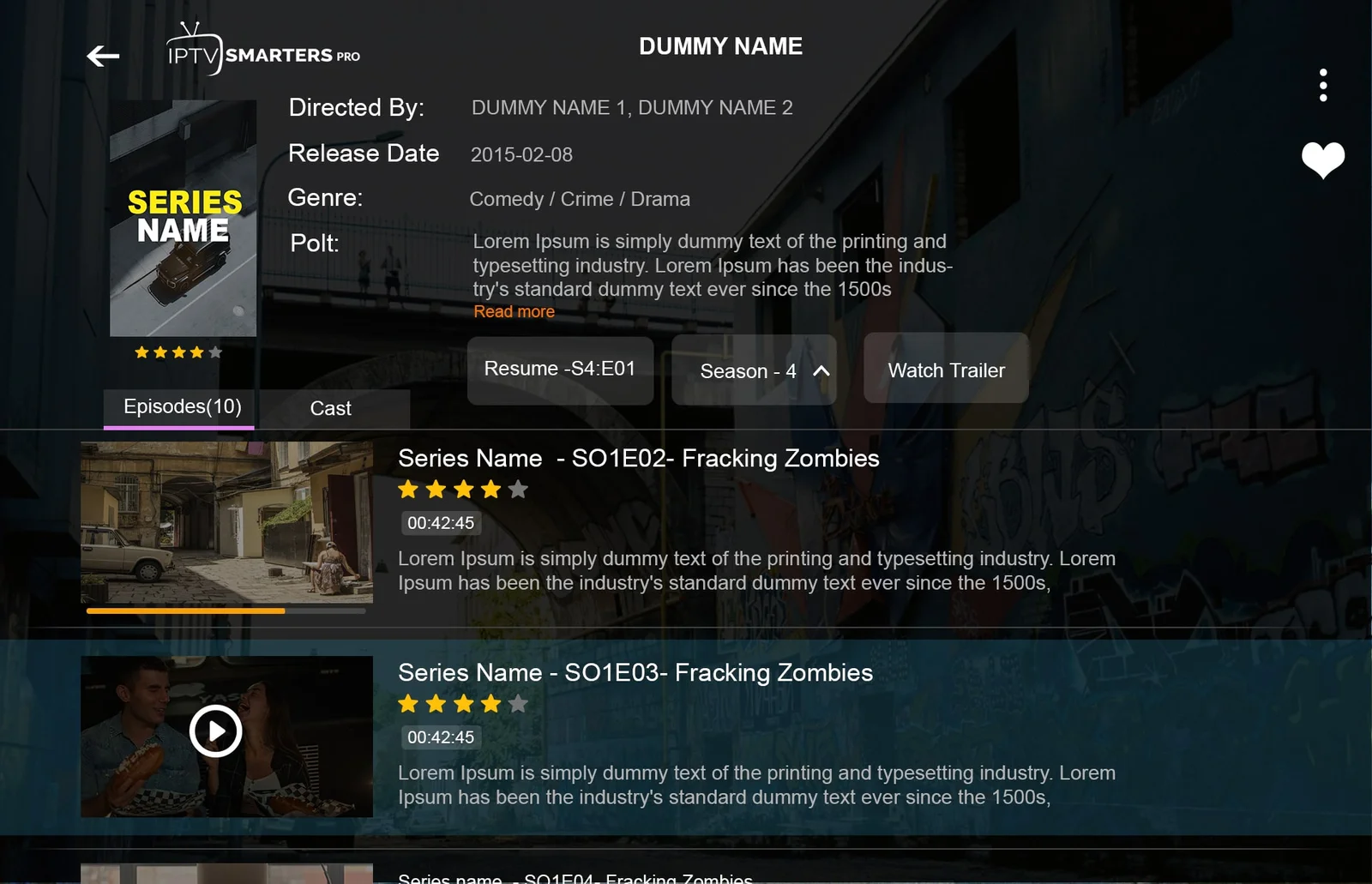 Screenshot of VOD Series info screen